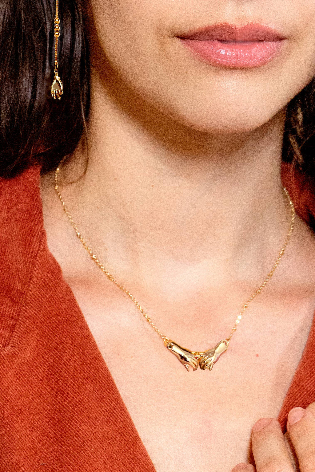Holding Hands 24K Gold Plated Necklace