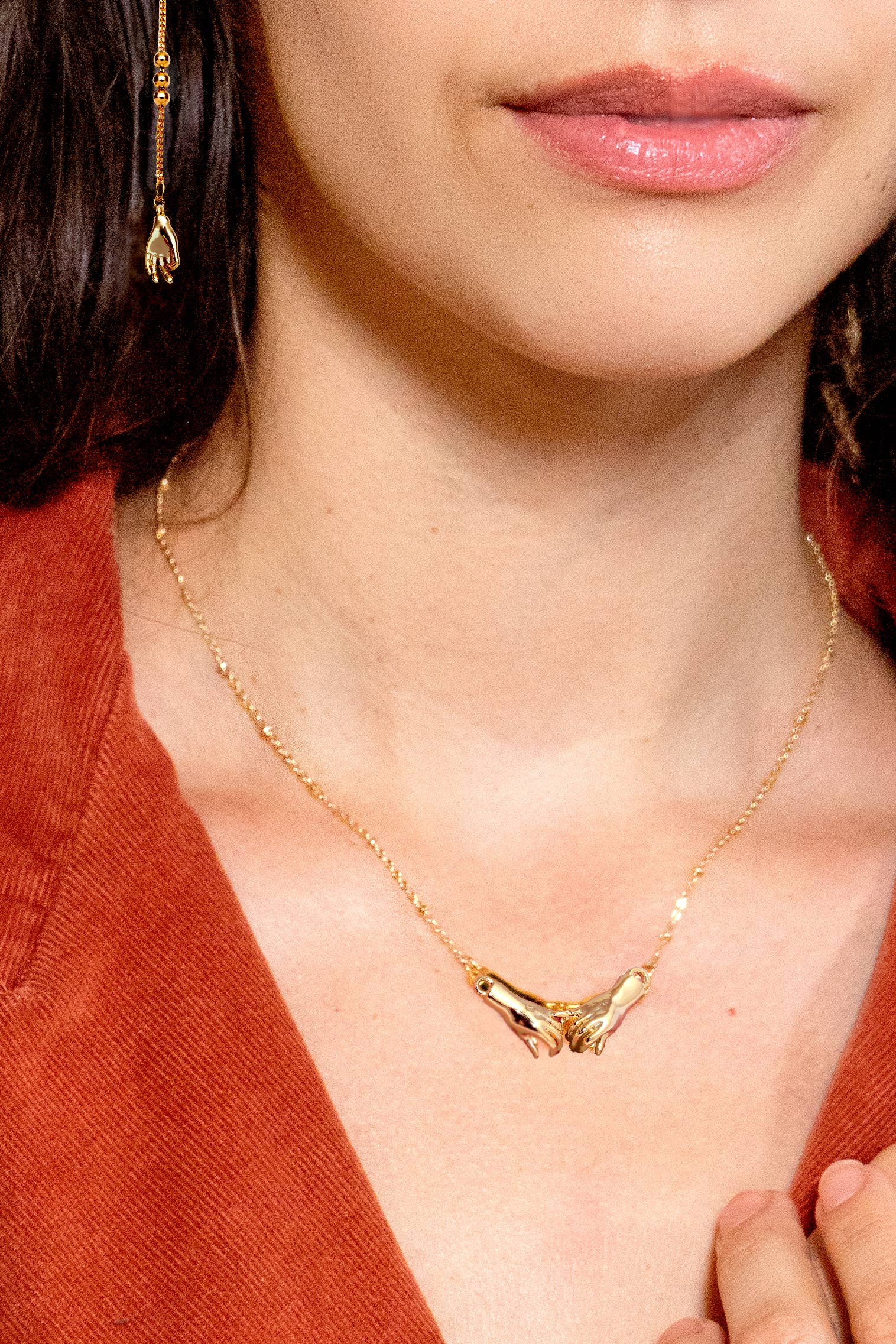 Holding Hands 24K Gold Plated Necklace