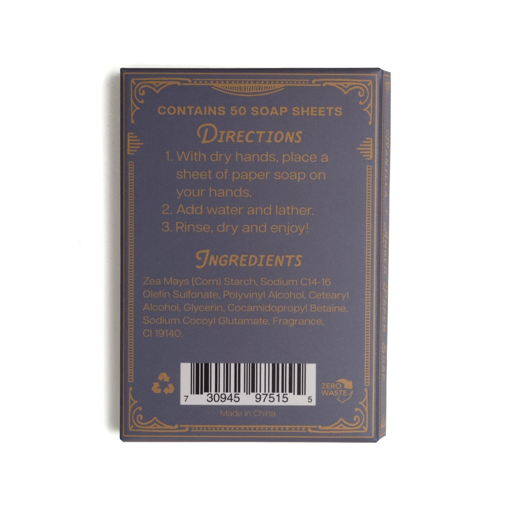 Paper Soap – Vanilla + Amber, 50 sheets
