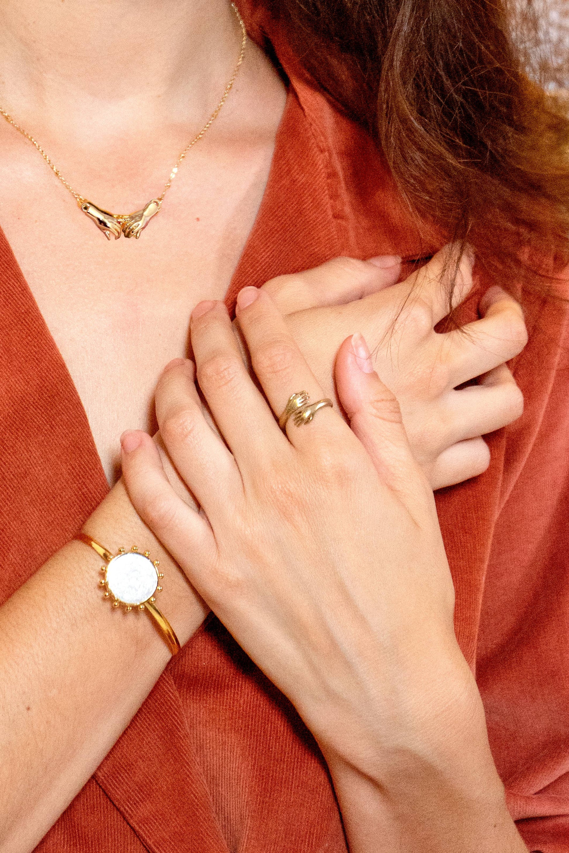 Holding Hands 24K Gold Plated Necklace