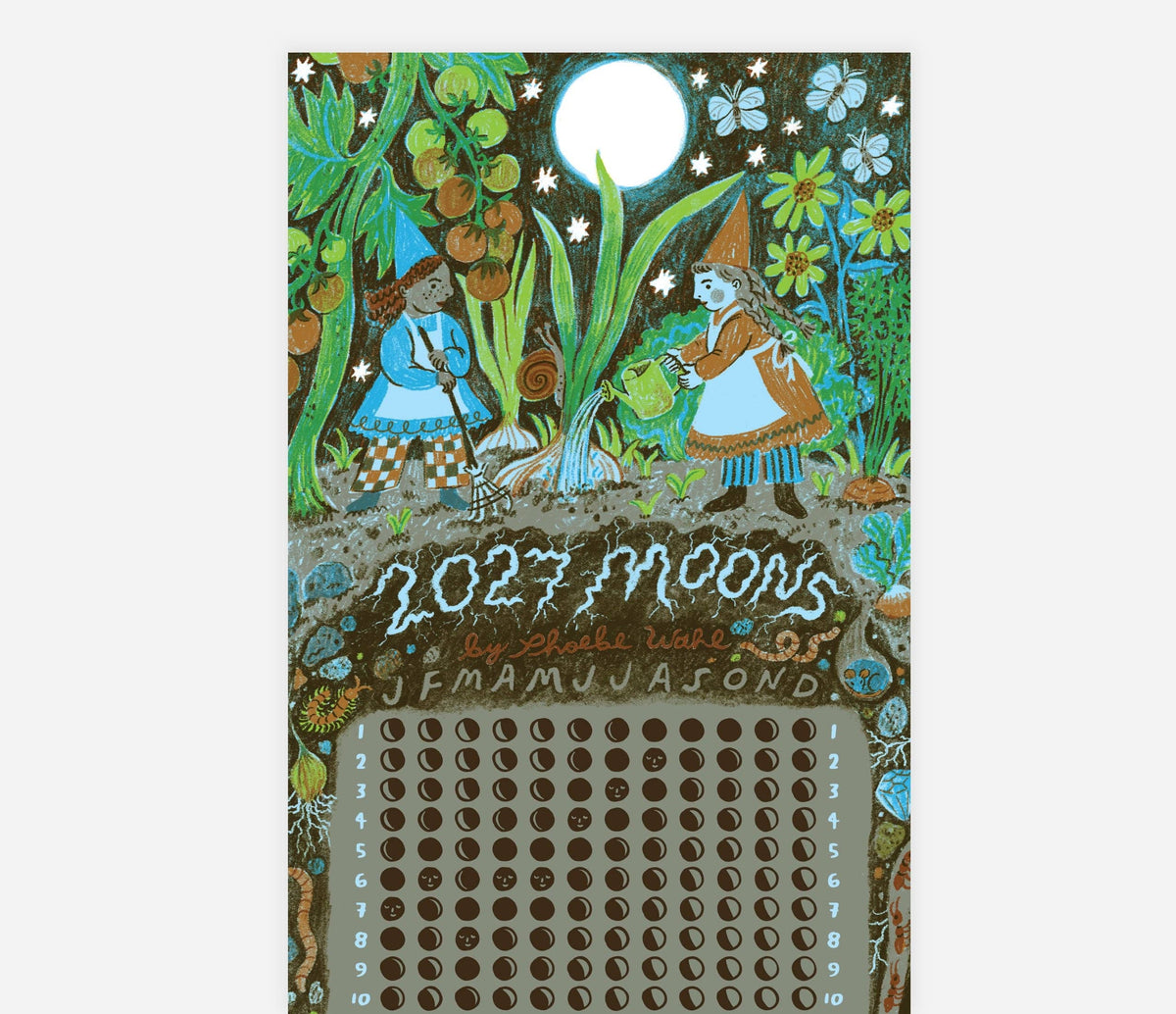 Phoebe Wahl 2027 Lunar Calendar Poster Daily Moon Tracker